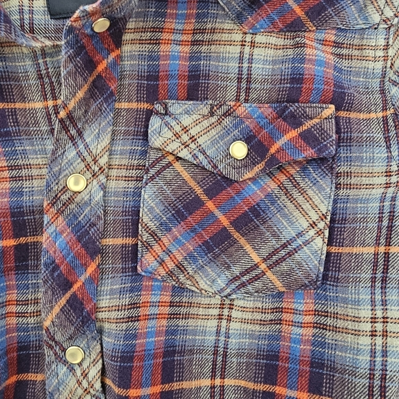 Wrangler Boys 10-12 shirt long sleeve Button down blue Plaid western 100% Cotton - Picture 4 of 10